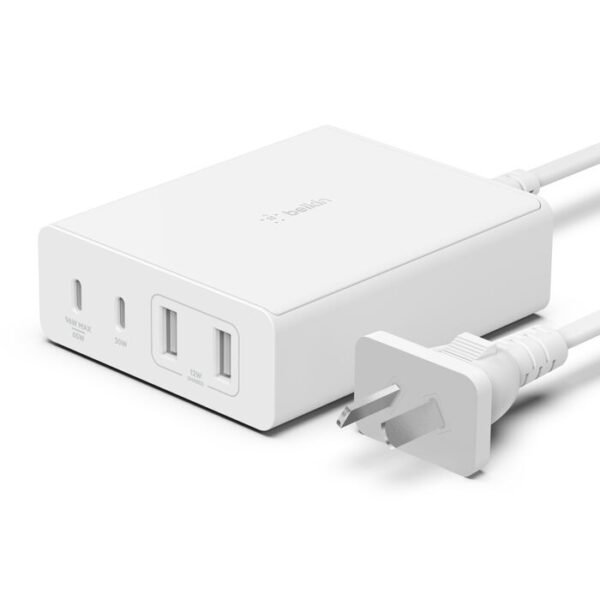 شاحن Belkin BoostCharge Pro GaN بقدرة 108 واط – 4 منافذ شحن سريعة